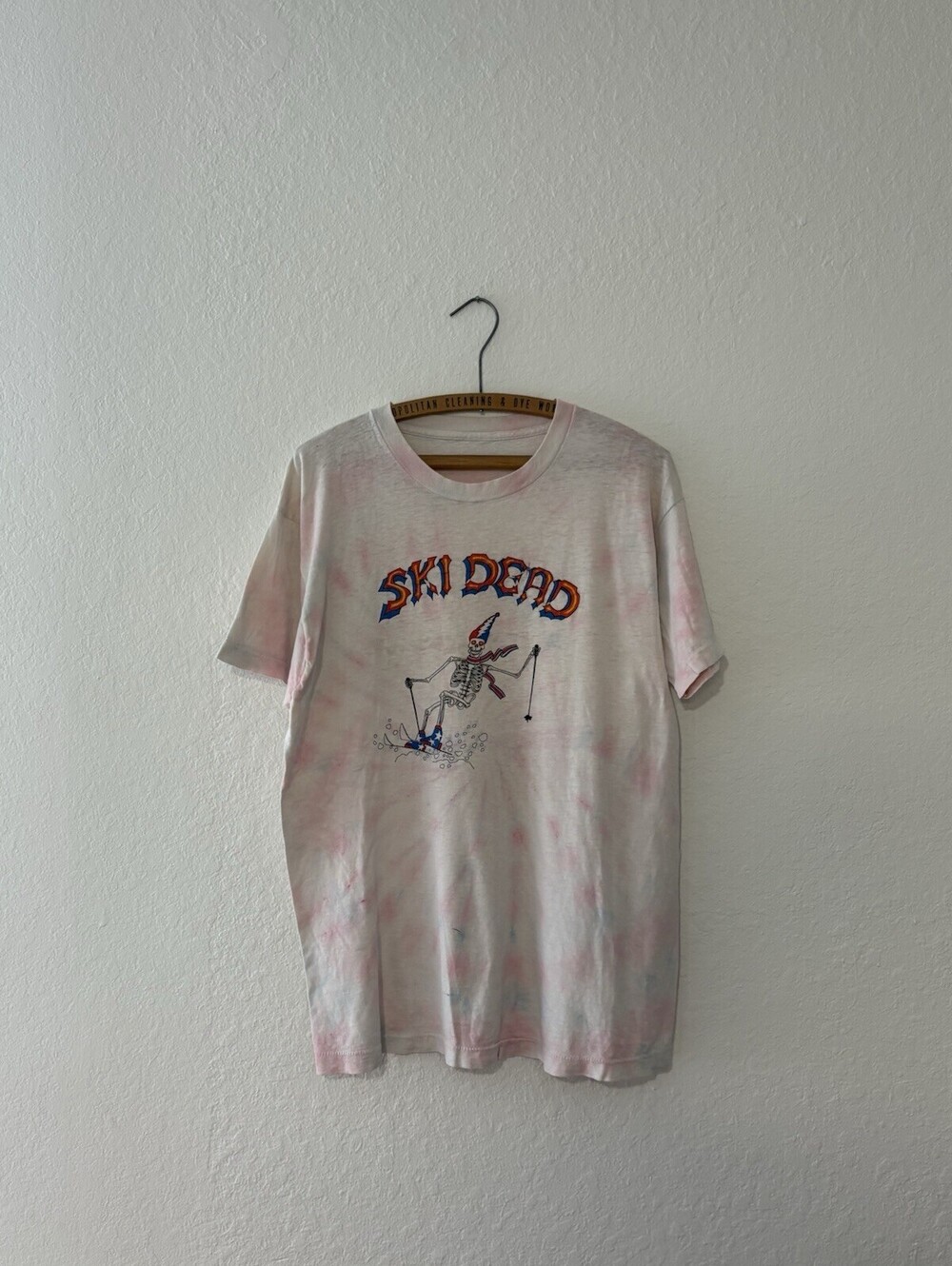 Vintage 1980s Grateful Dead Tie Dye Ski-Dead Skeleton tour Shirt Grail Size L